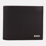 Dark Brown leather wallet with 'BOSS' branding on a white background