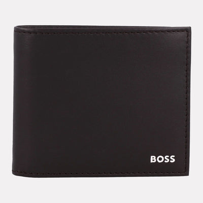 Dark Brown leather wallet with 'BOSS' branding on a white background