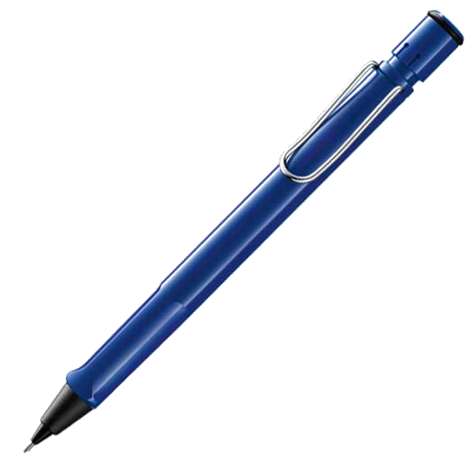 Blue safari LAMY plastic mechanical pencil with metal clip and eraser.