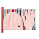 paul smith pink beanie gloves scarf gift set