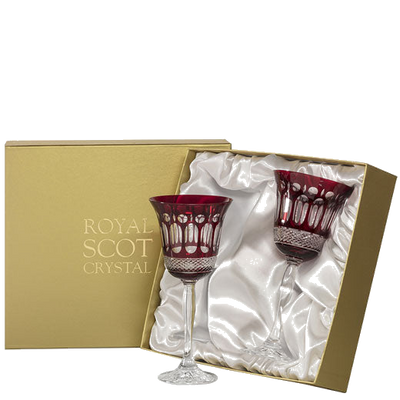 royal scot crystal ruby red 2 belgravia large wine glasses packaging