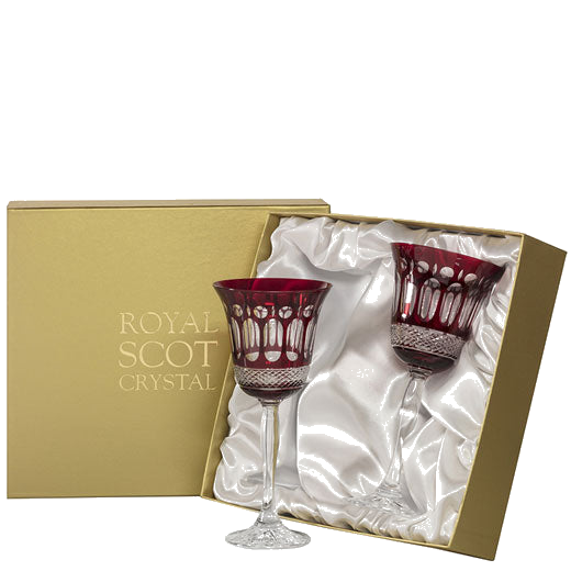 royal scot crystal ruby red 2 belgravia large wine glasses packaging