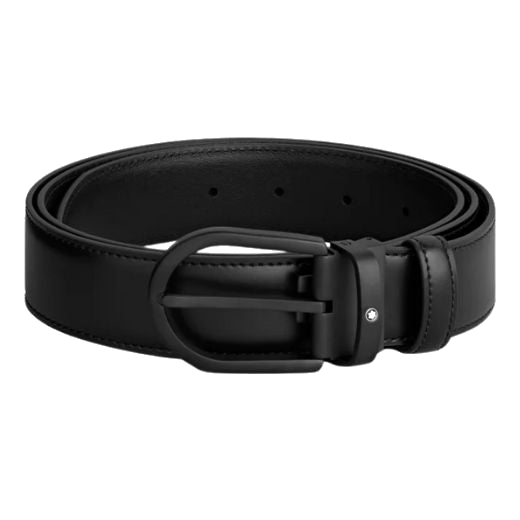 Montblanc's Horseshoe Rubberised Pin Buckle Black Leather Belt is perfect for everyday use whether it's at the office or evenings out.