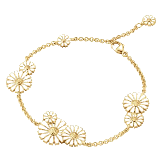 This Layered Daisy Gold-Plated & White Enamel Bracelet by Georg Jensen is great for wearing on special occasions and can be paired with a Daisy necklace or earrings as a set or on its own.
