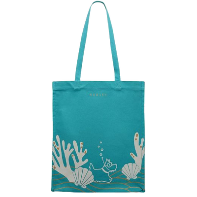 1 radley deep sea diver maldives blue canvas medium open top tote bag 111371