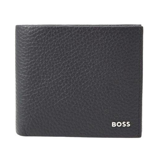boss crosstown navy 8cc grained leather wallet