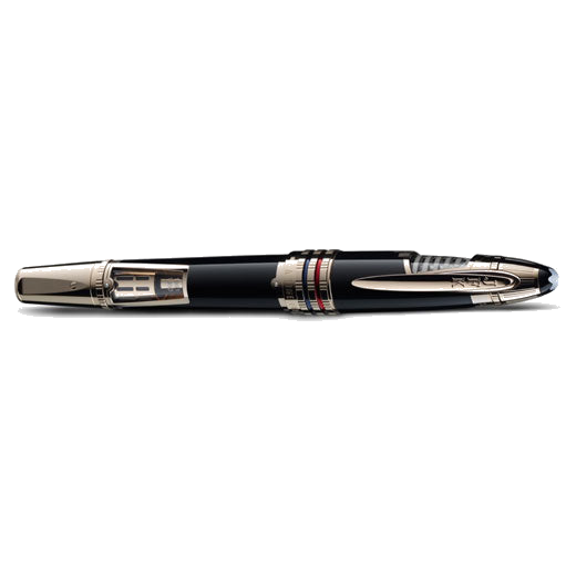 Montblanc's Great Characters J. F. Kennedy Fountain Pen Limited Edition 83 is made out of 18 K gold with black lacquer.