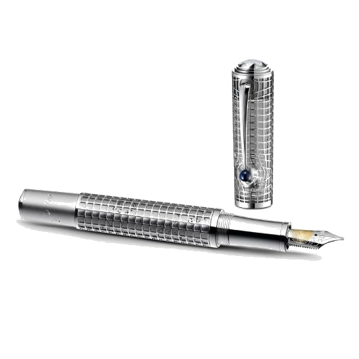 This Great Characters Albert Einstein Limited Edition 99 Fountain Pen by Montblanc has a skeleton design on the barrel and cap.
