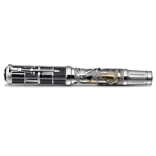 This Montblanc James Watt Limited Edition 35 Atelier Privé Fountain Pen is made out of white gold with engraving all over the cap and barrel.