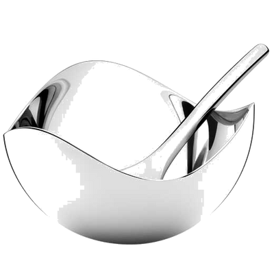 georg jensen bloom salt cellar with spoon stainless steel
