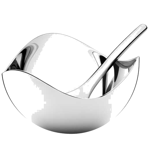 georg jensen bloom salt cellar with spoon stainless steel