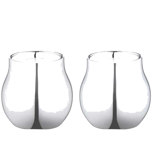The Georg Jensen stainless steel set of two Cafu tealight holders.