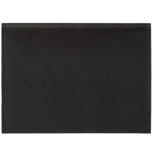 This Paul Smith black smooth leather card holder comes with the brand name on the front.