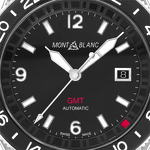 Montblanc's 1858 GMT Black Rubber Watch is presented inside a bespoke gift box.