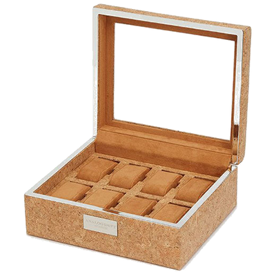 wolf 1834 natural cork analog shift 1976 8 piece watch box inside