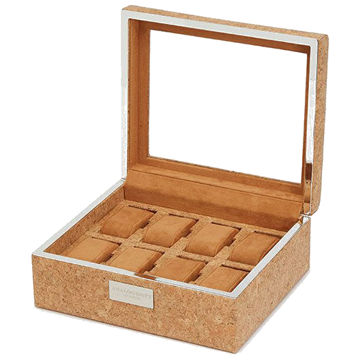 Natural Cork Analog/Shift 1976 8 Piece Watch Box designed by WOLF 1834.