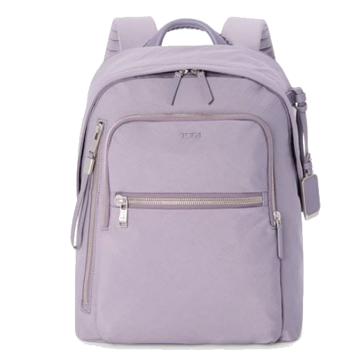 TUMI's Voyageur Halsey Lavender Backpack is made with nylon and stainless steel trims in polished silver.