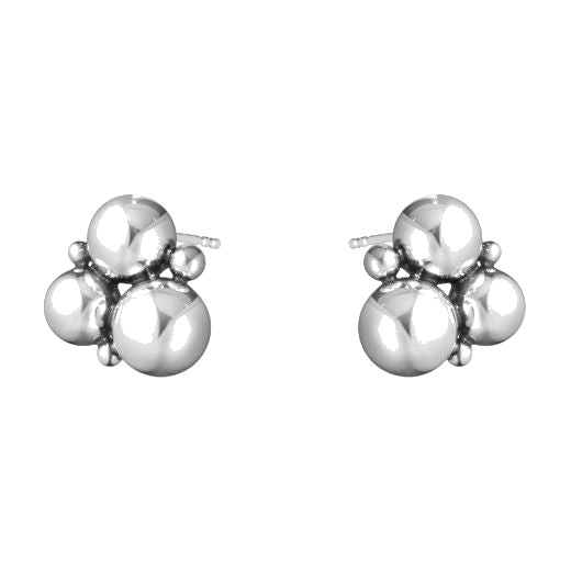 This Moonlight Grapes Sterling Silver Earrings by Georg Jensen has an oxidised finish on the sterling silver surface.