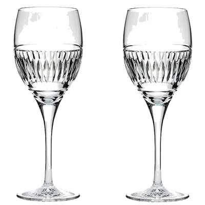 These Art Deco 2 x 33cl Large Wine Glasses have been designed by Royal Scot Crystal.