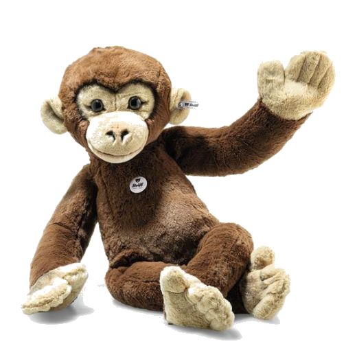 This Jocko the Soft Plush Chimpanzee, 70 cm by Steiff ia a large cuddly toy with a soft plush coating in brown and a beige face and paws.
