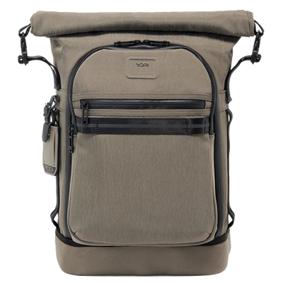 tumi alpha bravo ally roll top brown backpack