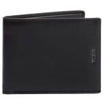 tumi black nassau double global billfold wallet with coin