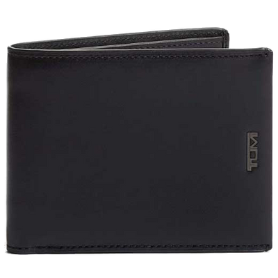 tumi black nassau double global billfold wallet with coin