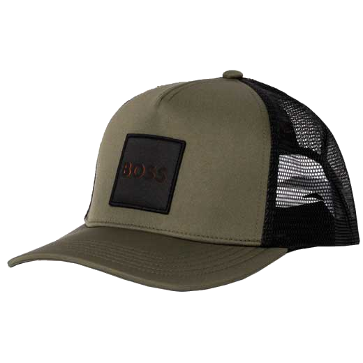 This BOSS cap comes in a Khaki green with the logo on the front.