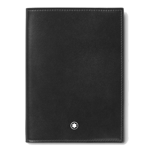 Montblanc's Meisterstück Black Leather Passport Holder is made from smooth cowhide leather and is great for keeping your passport and boarding pass together.