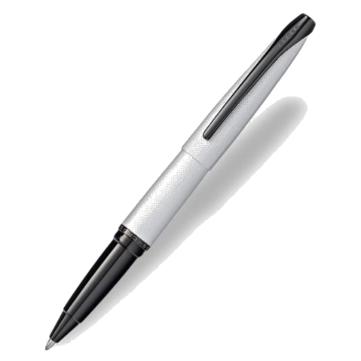 This Cross ATX Brushed Chrome Rollerball Pen has a diamond pattern on the chrome barrel and cap to add texture.