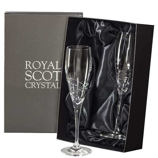 royal scot crystal skye 2 champagne flutes packaging