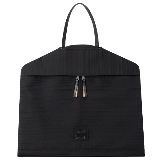 This Paul Smith Black 'Shadow Stripe' Suit Carrier has a top handle and is made out of polyester.