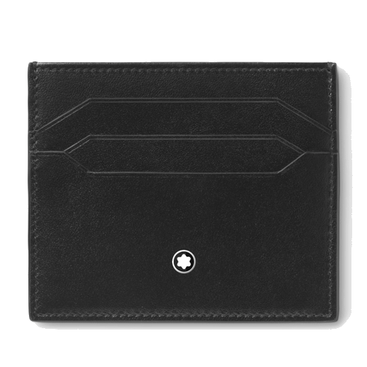 Montblanc's Meisterstück 6CC Black Leather Card Holder has 6 card slots and a top pocket.