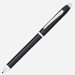 This CROSS Tech3+ Satin Black and Chrome Multi-Function Pen is made out of black lacquer with polished chrome trims.