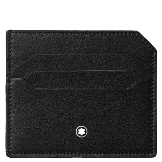 Montblanc's Meisterstück Selection Soft Black 6CC Card Holder is crafted in plain leather.