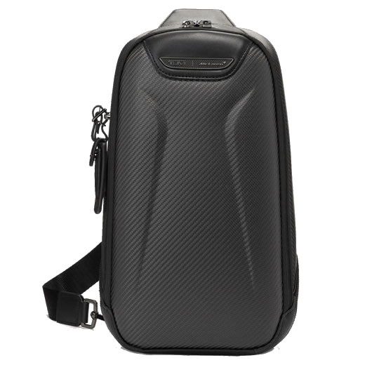 TUMI's McLaren Carbon Fibre Torque Sling Bag features an adjustable strap.