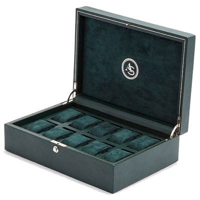 wolf 1834 green analog shift vintage 8 piece watch box