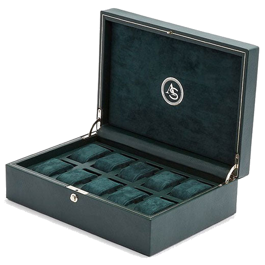 Green Analog/Shift Vintage 8 Piece Watch Box designed by WOLF 1834.