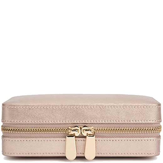 This WOLF Rose Gold Palermo Zip Jewellery Case has been crafted out of smooth leather.