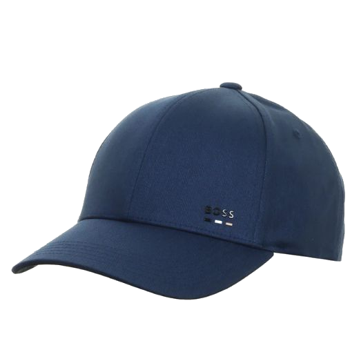The Zed Cotton Twill Blue Cap with Signature Stripe and Logo Trim by BOSS.
