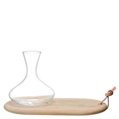 lsa signature wine carafe and oak cheese board set empty