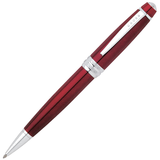 Cross Bailey red lacquer ballpoint pen with chrome fittings.