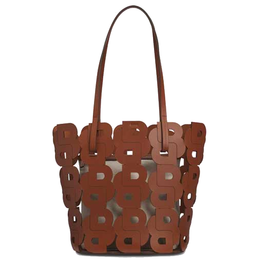 This BOSS leather tote bag comes with a monogram design in brown leather.