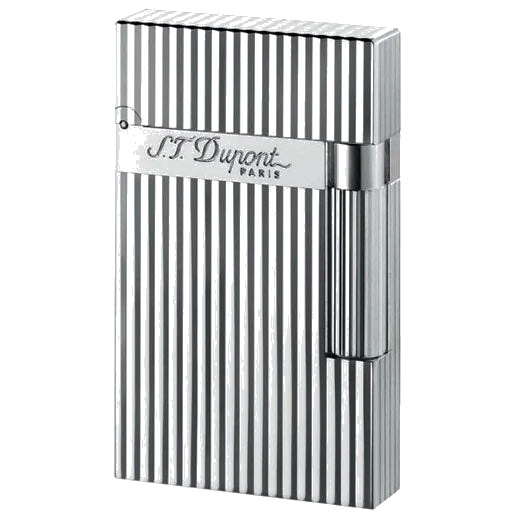 S.T. Dupont  Ligne 2 Lighter, Silver Montparnasse Vertical Lines.