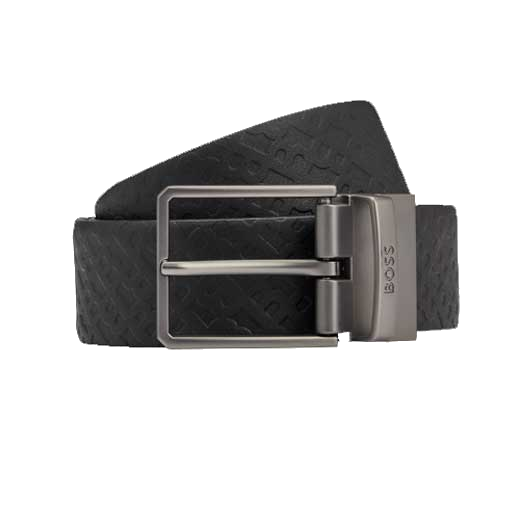 This Hugo Boss belt comes with the printed HB pattern on the leather strap.
