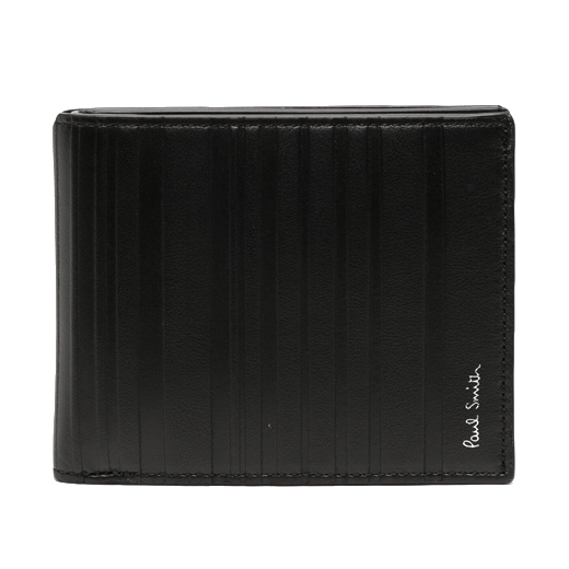 Paul Smith's Black Leather 'Shadow Stripe' 6CC Wallet has been made out of smooth calfskin leather.