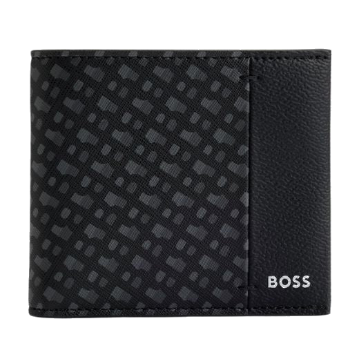 This Zair Monogram Faux Leather 8CC Wallet by BOSS is made out of bonded leather.
