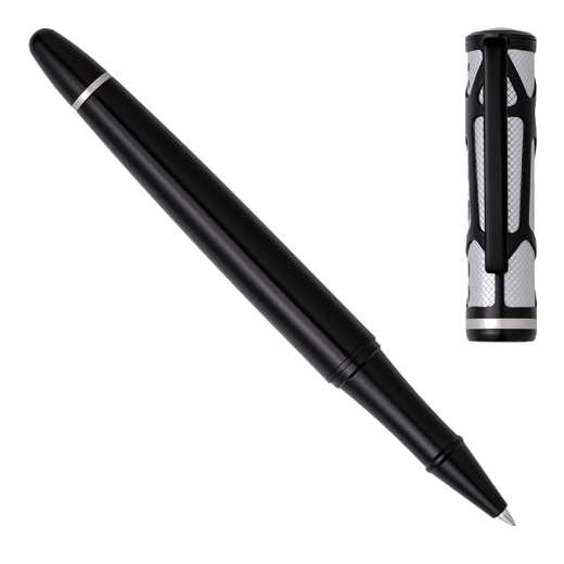 This Hugo Boss Craft Chrome Rollerball Pen is made with brass and black lacquer.