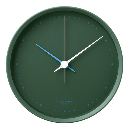 This Koppel Matte Green 22cm Wall Clock by Georg Jensen is made out of stainless steel and ABS.