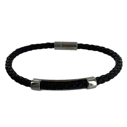 This Hugo Boss black bracelet comes in a braided design.